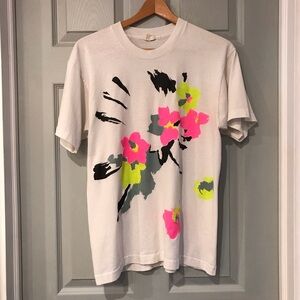 Vintage One Size Single Stitch Floral Graphic Black Pink Yellow Men's T-Shirt